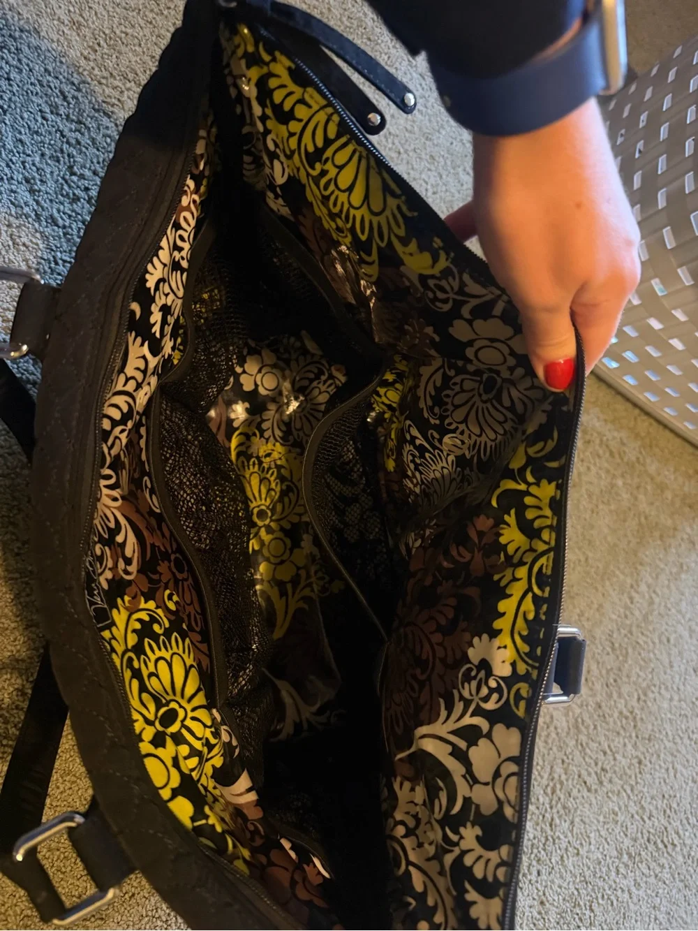 Vera Bradley Quilted Black diaper bag